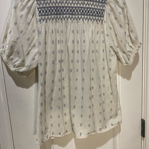 Madewell Navy and Cream Patterned Blouse - Picture 4 of 4